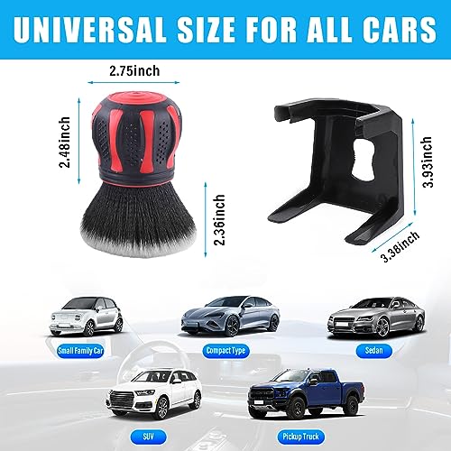 Ziciner Ultra Soft Detailing Brushes, Car XL Synthetic Brush Comes with Storage Rack, Auto Interior Dusting Brush Cleaning Tool Covers Large Area Inside or Outside Vehicles (Red) - color: Red