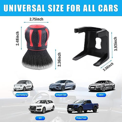 Ziciner Ultra Soft Detailing Brushes, Car XL Synthetic Brush Comes with Storage Rack, Auto Interior Dusting Brush Cleaning Tool Covers Large Area Inside or Outside Vehicles (Red) - color: Red