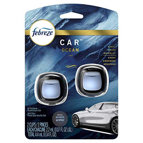 Febreze Car Odor-Eliminating Air Freshener Vent Clips, Ocean, 2 count - size: 0.14 Fl Oz (Pack of 1)