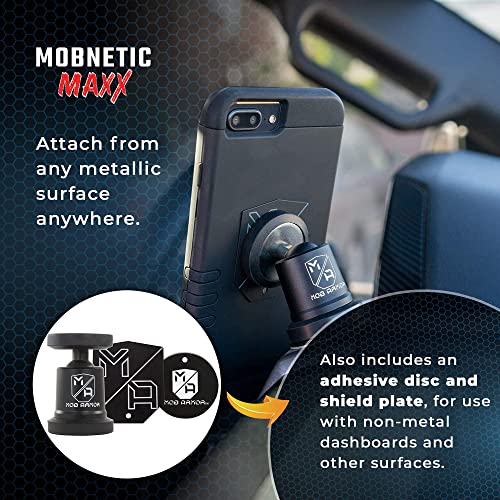 Mob Armor MobNetic Maxx - USA Assembled Magnetic Phone Holder for Car, Magnetic Car Phone Mount, 90-Degree Tilt, 360-Degree Rotation, Aluminum Metal, Compatible with iPhone & Android - Red - color: Red