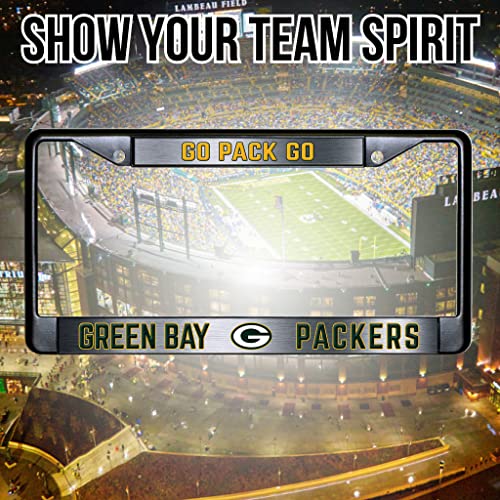 NFL Green Bay Packers Go Pack Go Black Chrome License Plate Frame - 2-Screw Mount - color: Packers