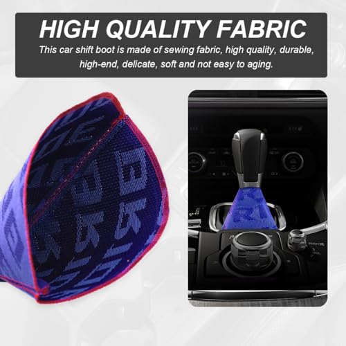 Car Shift Boot Cover, Fabric Shifter Lever Knob Boot Dustproof Cover with Stitch, Manual Automatic Speed Shifter Boots Gear Gaiter for Most Vehicles, Car Accessories (Blue) - color: Blue