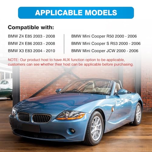 Audio Aux Adapter with Microphone, Audio AUX Adapter Compatible with BMW Z4 E85 2003-2008, Compatible with BMW Z4 E86 2003-2008, Compatible with Mini Cooper R50 2003-2006