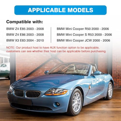 Audio Aux Adapter with Microphone, Audio AUX Adapter Compatible with BMW Z4 E85 2003-2008, Compatible with BMW Z4 E86 2003-2008, Compatible with Mini Cooper R50 2003-2006
