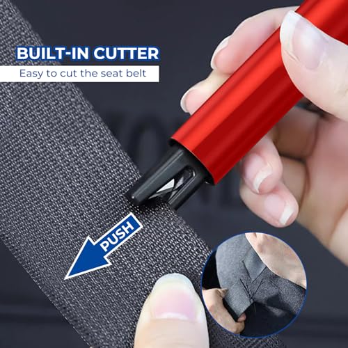 2 Pack Car Safety Hammer Car Window Breaker Seatbelt Cutter Emergency Escape Tool Car Glass Breaker for Land and Underwater Life-Saving Car Safety Kit Essentials Car Accessories(Black+Red) - color: Black+Red