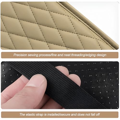 Car Center Console Cover, Leather Vehicle Armrest Seat Box Cushion Pad with Storage Bags, Waterproof Automotive Middle Console Protector, Universal for SUV RV Truck (Beige) - color: Beige