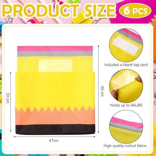 12 Pack Pencil Chair Pockets for Classroom 18.5'' x 19'' Preschool Seat Pockets Kindergarten Pencil Classroom Decor Elementary Back to School Teacher Chair Storage Organizer with Name Slot - style: Pencil