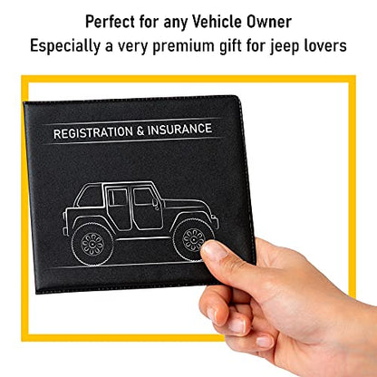 CANOPUS Car Registration and Insurance Holder, Car Document Holder, Vehicle Registration and Insurance Card Holder, Wallet for Auto, Trailer, Motorcycle, Truck, Vehicle Paperwork Organizer (2 Pack) - size: Jeep