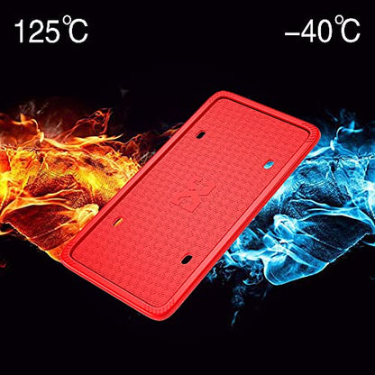 XCLPF Silicone License Plate Frame Covers 2 Pack- Front and Back Car Plate Bracket Holders. Rust-Proof, Rattle-Proof, Weather-Proof (Red) - color: Red