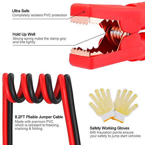 Vetoos Roadside Emergency Car Kit with Jumper Cables, Auto Vehicle Safety Road Side Assistance Kit Essentials, Winter Car Kit for Women and Men, with Mini Car Tool Set, Dial Tire Pressure Gauge - style: Essential Kit + Mini Tool Set