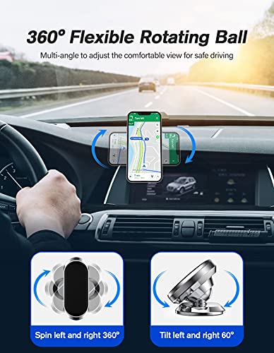 2 Pack Magnetic Phone Holder for Car, Upgrade Magnet - 360 Rotation and Easy Installation, Compatible with All Smartphones,Dashboard Car Phone Holder,Must be Used Together with Iron Sheets - color: Silver
