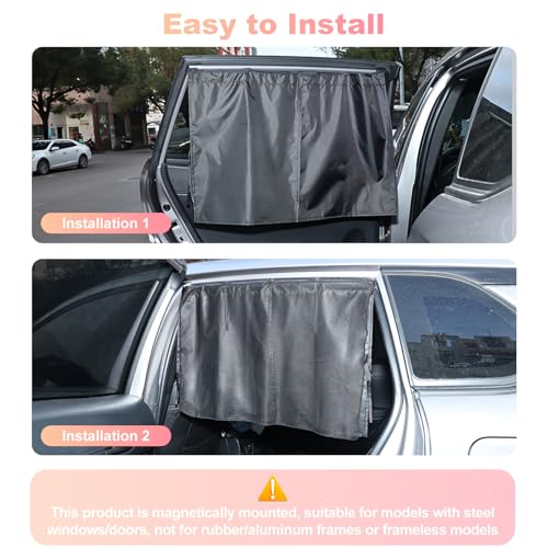 Magnetic Car Window Shades for Baby - Dual-Layer Sun Protection Car Curtains for Rear Side Windows - 2 in 1 Side Window Sun Shade with Enhanced UV Block and Privacy Protection, Fits Most Cars