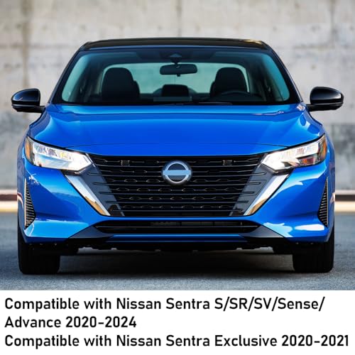 Moonlinks Compatible with Nissan Sentra 2020 2021 2022 2023 2024 Side Mirror Cover Replacement, Glossy Black Left Driver Side Clip-on Mirror Cap for Sentra S/SR/SV/Sense/Advance/Exclusive - color: Left Black