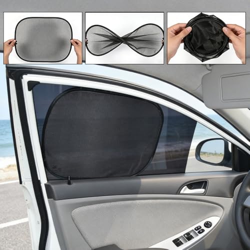 2PCS Universal Window Shade, Car Window Shades, Car Sunshine Glare & UV Rays Protection Sunshade with Suction Cups, Auto Sun Blocker Screen Accessories for Vehicles (2PCS/Side Without Hole) - color: 2PCS/Side Without Hole