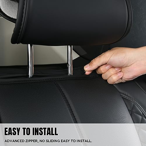 CAR PASS Bling Diamond Back Seat Covers, Nappa Leather Rear Seat Bench Cushion Waterproof Breathable Back Row Protector Universal Fit Car Sedan SUV Pickup Truck Shining Rhinestone Sparkle, Black - color: Black Diamond Rear, size: Back Rear Seats