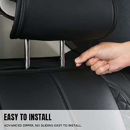 CAR PASS Bling Diamond Back Seat Covers, Nappa Leather Rear Seat Bench Cushion Waterproof Breathable Back Row Protector Universal Fit Car Sedan SUV Pickup Truck Shining Rhinestone Sparkle, Black - color: Black Diamond Rear, size: Back Rear Seats