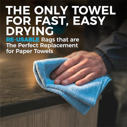 The Rag Company - All-Purpose Microfiber Terry Cleaning Towels - Commercial Grade, Highly Absorbent, Lint-Free, Streak-Free, Kitchens, Bathrooms, Offices, 300gsm, 14in x 14in, Midnight (12-Pack) - color: Midnight, size: 14in x 14in