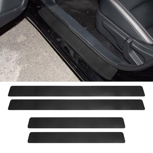 Bilisin 4PCS Car Door Sill Protector,3D Carbon Fiber Anti-Scratch Auto Threshold Cover Strips,Universal Door Entry Edge Guard Protectors for Car SUV Truck Interior Accessories(Black)