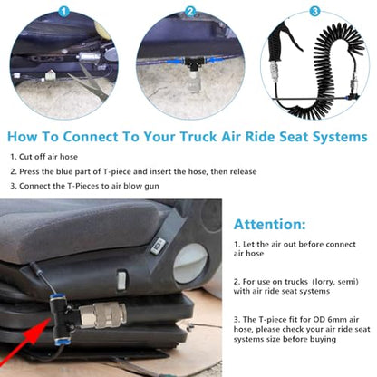 Truck Air Duster Gun with 5 Metre Recoil Air Hose, Air Seat Blow Dust Gun Heavy Duty Air Gun Cleaning Kit for Truck Semi Trailers