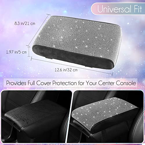 SEG Direct Diamond Auto Center Console Cover, Bling Car Armrest Cover, Memory Foam Armrest Cushion Pad with Crystal Rhinestones, Universal Seat Box Cover, White Diamond - color: White Diamond