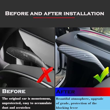YHCDSEA Steering Lever Cover for Tesla Model Y Juniper, Gear Shift Cover Accessory - Decorative Cover (My Juniper-Matt Carbon Fiber Pattern) - style: MY Juniper-Matt Carbon Fiber Pattern