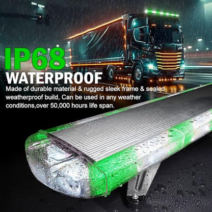 ASPL 46 inch 220 LED Rooftop Low Profile Strobe Light Bar Emergency Warning Beacon Car Hazard Flashing Construction Roof Lights Bars for Trucks Tow Automotive Construction Vehicle (Green/White - color: Green/White