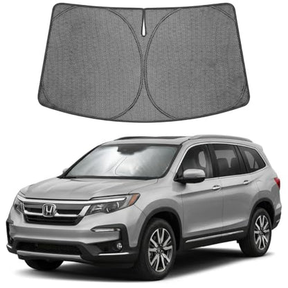 Proadsy Windshield Sun Shade Custom Fit Honda Pilot 2016-2026 Ice Crystal Black Front Window Sunshade UV and Heat Blocker Foldable Visor Keeps Car Cooler for Summer Parking and Daily Use - size: 2016-2026 Honda Pilot