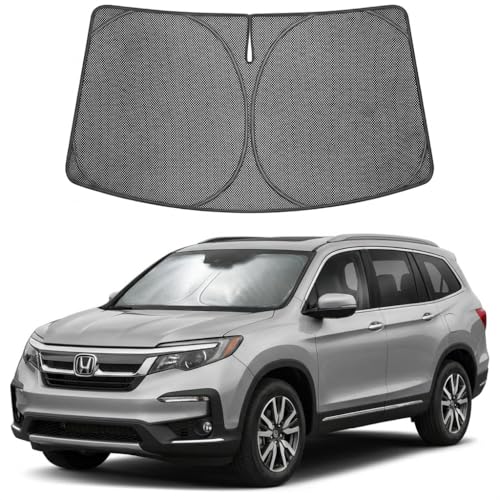 Proadsy Windshield Sun Shade Custom Fit Honda Pilot 2016-2026 Ice Crystal Black Front Window Sunshade UV and Heat Blocker Foldable Visor Keeps Car Cooler for Summer Parking and Daily Use - size: 2016-2026 Honda Pilot