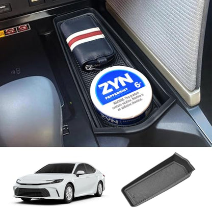 EDBETOS Gear Shift Side Insert Tray Compatible with 2025 2026 Toyota Camry Front Center Console Organizer Tray Interior Accessories, Hidden Card Slot Storage Box with Rubber Mats, Fits XSE XLE SE LE