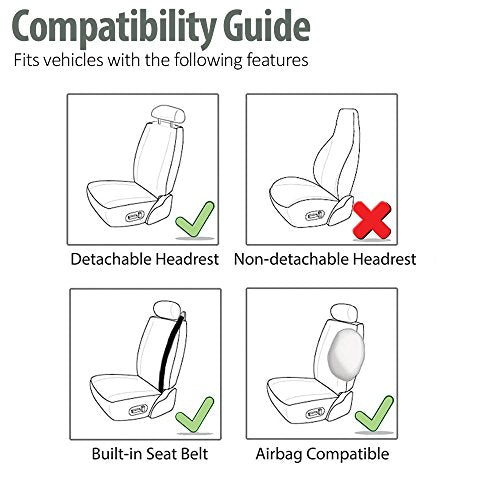 FH Group Front Set Faux Leather Car Seat Covers Low Back Seat with Removable Headrest, Universal Fit, Airbag Compatible Car Seat Cover for SUV, Van, Black - color: Black