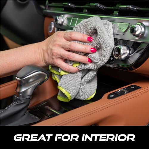 VIKING Utility Microfiber Towel for Car Interior and Exterior Use, Professional Towels for Detailing and Car Wash Kit, 350gsm, Grey, 16 Inch x 16 Inch, 8 Pack