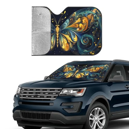 Beautiful Butterfly Car Sun Shade Windshield Sunshade Foldable Front Window Shield Cover for Truck SUV - color: Blue13
