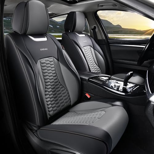 Coverado Car Seat Covers Front Seats, Luxury Leather Seat Covers for Cars, Automotive Car Seat Covers Protector Universal Fit Most Sedans, SUVs, Pick-up Trucks Interior Accessories(Black&Gray) - color: Black&Gray, size: Front