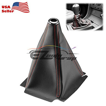 EZAUTO WRAP Universal Shift Knob Shifter Boot Cover Black with Red Stitches PVC Leather MT at Sport PVC Leather - color: With Red Stitches
