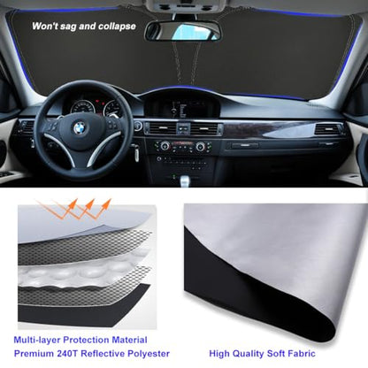 Windshield Sun Shade for BMW 3 Series 2006 2007 2008 2009 2010 2011 Front Window Shade Sun Visor Protector BMW 3 Series Accessories Foldable Sunshade 240T Reflective Polyester Blocks UV Rays Keep Cool - size: for BMW 3 Series 2006-2011