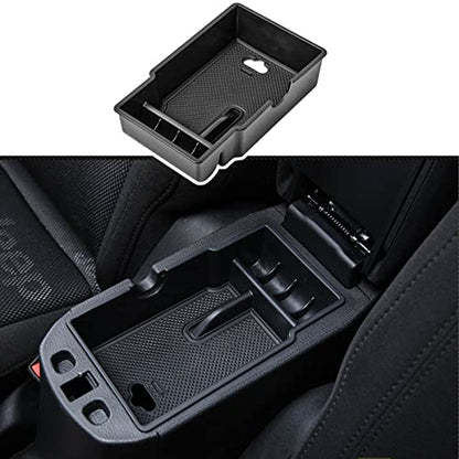 EDBETOS Center Console Organizer Tray Compatible with Jeep Renegade Accessories 2015-2019 2020 2021 2022 2023 Armrest Glove Box Secondary Storage (Black Trim) - color: Black