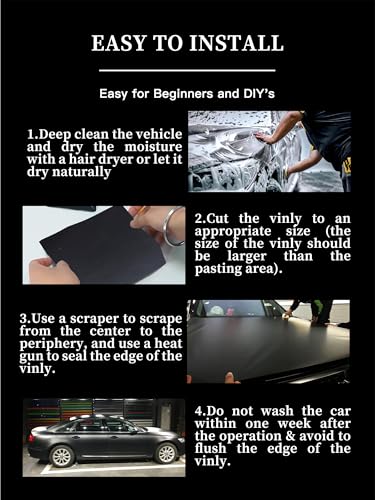25ft x 5ft Matte Black Car Vinyl Wrap Roll, Durable Easy Application Automotive Wrapping Film for Car Body Protection (Matte Black) - color: Matte Black, size: 25ft x 5ft