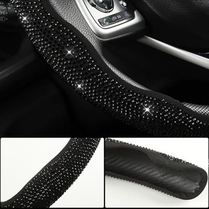 West Llama Diamond Bling Car Steering Wheel Cover with Crystal Rhinestones,3PCS Segmented Steering Wheel Protector,Universal for 99% Cars for Women(Black with Black Diamond) - color: Black with Black Diamond Rhinestones