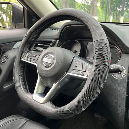 PINCTROT D Shaped Comfy Grip Steering Wheel Cover, Anti-Slip Design, Flat Bottom 14.5-15 Inch(Silicone Black) - color: 1.Black, size: D Shaped/Flat Bottom[14 1/2''-15'']