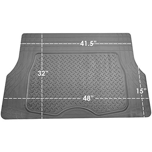 FH Group Premium Liners Tall Channel Trimmable All Weather Rubber Full Set Car Floor Mats (Pink) w. Trimmable All-Season Cargo Liner (Black) - Universal Fit for Cars Trucks and SUVs - color: Pink, style: With Cargo Mats