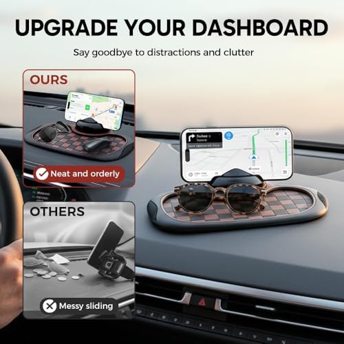 Multifunction Car Anti Slip Mat, 360° Rotatable Phone Holder Dashboard Pad with Temporary Parking Number Rotatable Car Anti Slip Mat Phone Holder