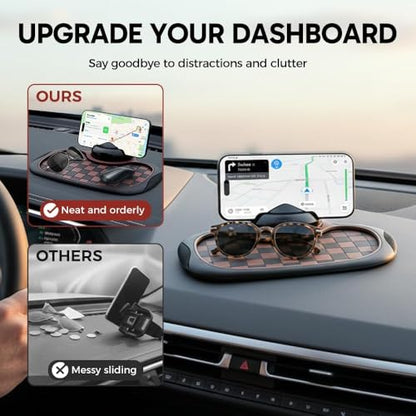 Multifunction Car Anti Slip Mat, 360° Rotatable Phone Holder Dashboard Pad with Temporary Parking Number Rotatable Car Anti Slip Mat Phone Holder