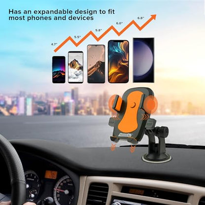 Armor All Phone Mount for Cars, 3-in-1 Phone Holder, Suction Dashboard, Windshield, & Vent Mount, 360° Rotation, Fits iPhone Max, Android, and All Smartphones, 3.5” inch Grip, Quick Release Button