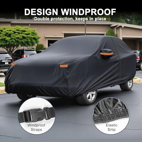 X AUTOHAUX Car Cover for BMW X1 2009-2025 Aluminum Film Outdoor Waterproof Sun Rain Snow Hail Protection with Driver Door Zipper - size: for BMW X1 2009-2024