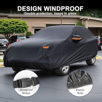 X AUTOHAUX Car Cover for BMW X1 2009-2025 Aluminum Film Outdoor Waterproof Sun Rain Snow Hail Protection with Driver Door Zipper - size: for BMW X1 2009-2024