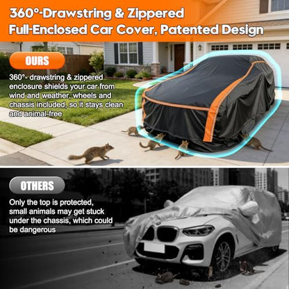 Patented Fully Enclosed Car Cover Waterproof All Weather 2-in-1 for Toyota Highlander,Ford Explorer,Jeep Grand Cherokee,Honda Pilot Automobiles Universal Fit SUV/MPV Length 191-201 in. Exterior Covers - size: 2.Fit SUV/MPV Length 191-201 Inch