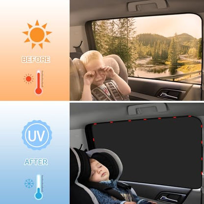 ZATOOTO Car Window Shades - 4 Pack Car Window Covers 99% UV Light Block Side Window Sun Shade Magnetic Curtains Keeps Cooler Privacy for Breastfeeding Taking a nap Camping - color: Black