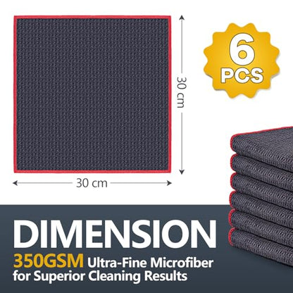 Airlab Microfiber Cleaning Cloth Waffle Weave Dust Rags for Household Kitchen Towel Absorbent Quick Drying Cleaning Rags Streak Free Lint Free, 6 Pack,12 x 12 Inches, Grey - color: Grey, Pack of 6