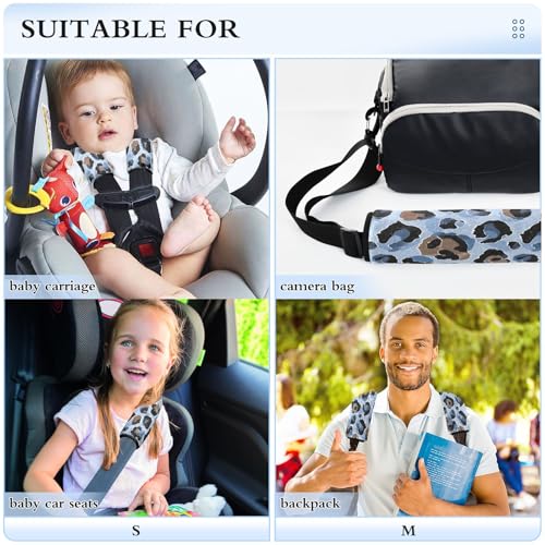 Bolaz Light Blue Leopard Cheetah Car Seat Strap Pads Seatbelt Covers Cushion Shoulder Strap Pads for Adults Soft 2Pcs - color: Light Blue Leopard cheetah, size: Medium