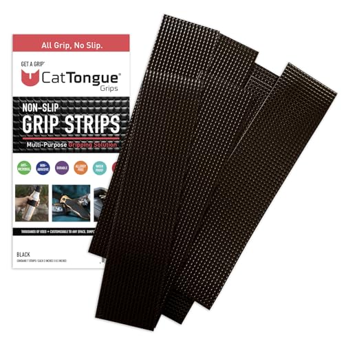 CATTONGUE GRIPS 2” Non-Abrasive Grip Tape Strips - Heavy-Duty, Waterproof Anti-Slip Tape for Furniture, Bathtubs, Frames, Gaming & More - Indoor & Outdoor Anti-Slip Solution (Black) - color: Black, size: 1-Pack